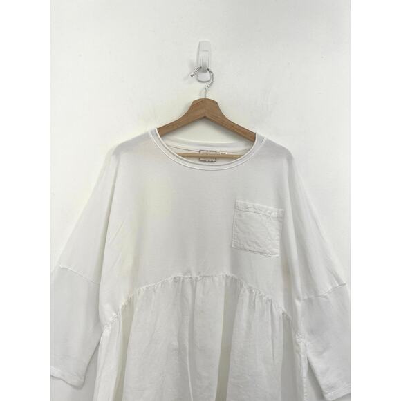 Anthropologie Postmark Mixed Media Cotton Linen Dolman Peplum Hem Flowy Top - L - Picture 3 of 10